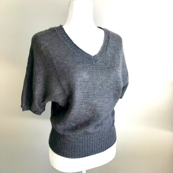 GAP Soft Grey Dolman Sleeve Sweater, Gray Sweater, V Neck, V Back sweater, S - Picture 2 of 10